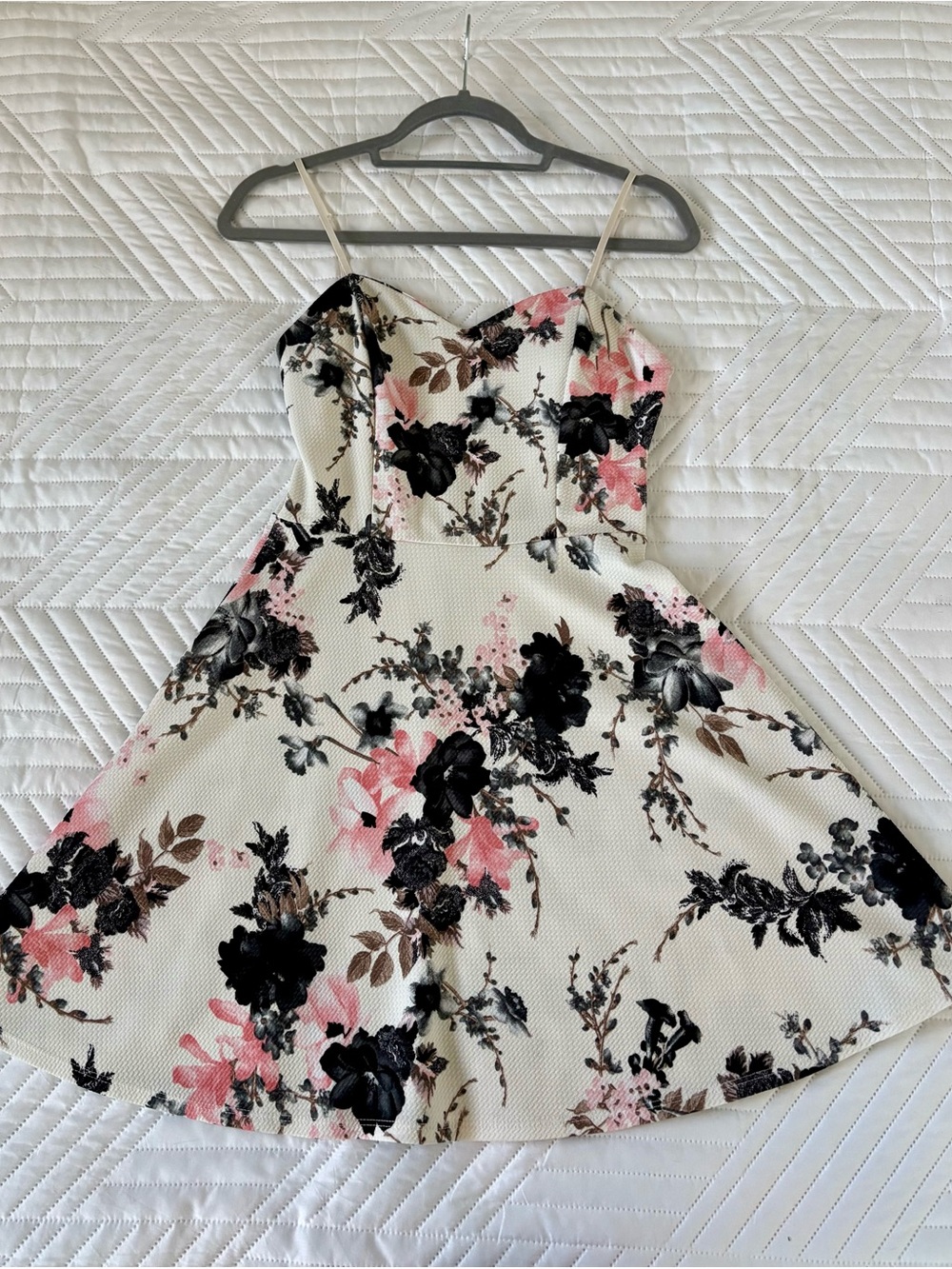 White Floral Fit-and-Flare Dress